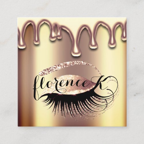 Makeup Artist Wax Brows Eyelashes Rose Gold Lux Square Business Card