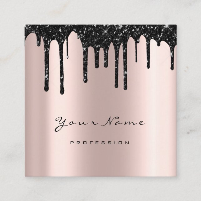 Makeup Artist Waxing Brows Black DripMicroblading Square Business Card (Front)