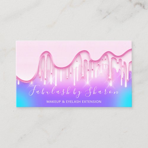 Makeup Artist White Lashes Drips Holograph Business Card