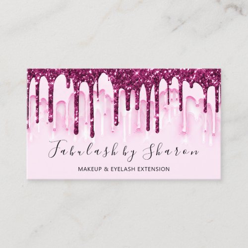 Makeup Artist White Lashes Pink Berry Drips Business Card