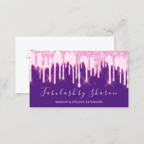 Makeup Artist White Lashes Pink Drips Glam Business Card