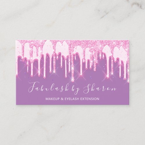 Makeup Artist White Lashes Pink Drips Violet Business Card