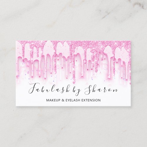 Makeup Artist White Lashes Pink Drips Whites Business Card