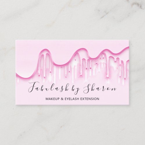 Makeup Artist White Lashes Pink VIP Drips Business Card