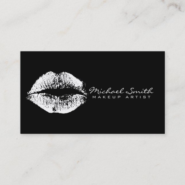 Makeup Artist White Lips Business Card (Front)