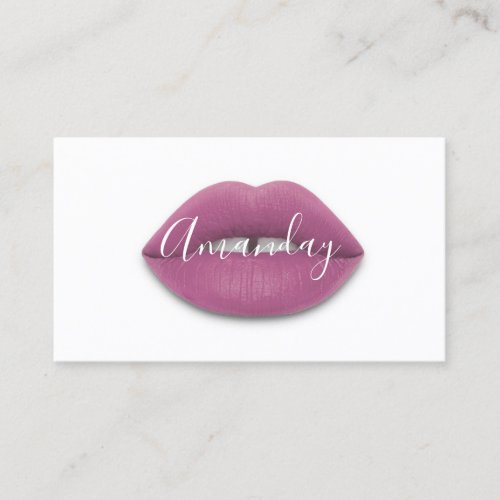 Makeup Artist White Purple Lips Logo QR Code Logo  Business Card