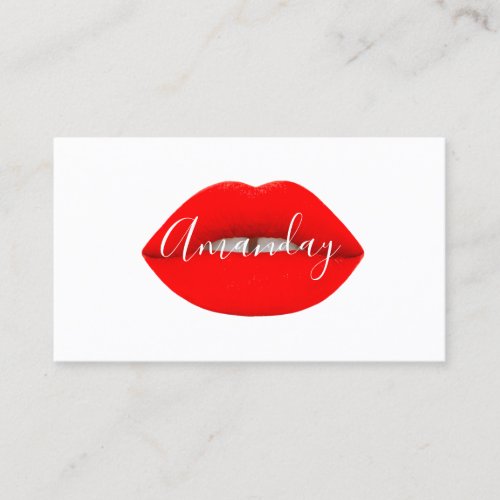 Makeup Artist White Red Lips Logo QR Code Logo  Business Card