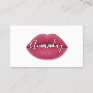 Makeup Artist White Rose Lips Logo QR Code Logo Business Card