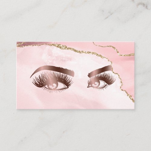 Makeup artist Wink Eye Beauty Blush Pink Agate Business Card