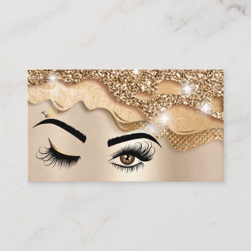 Makeup artist Wink Eye Beauty Salon dripping gold Business Card