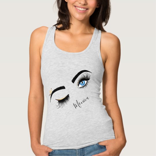 Makeup artist Wink Eye Blue Eye Beauty Salon Lash Tank Top | Zazzle.com