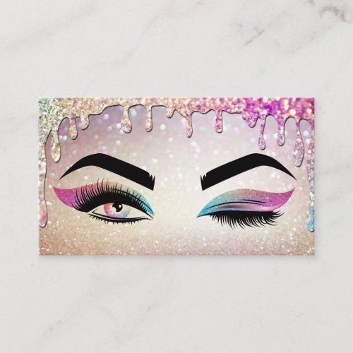Makeup artist Wink Eye Lashes holographic dripping Business Card