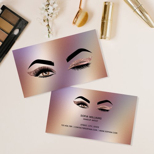 Makeup artist Wink Eye Lashes Rose Gold Business Card