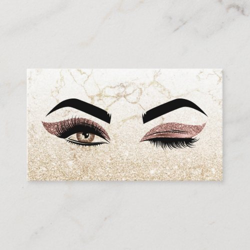 Makeup artist Wink Eye Lashes Rose Gold marble Business Card