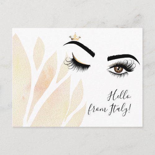 Makeup artist Wink Eye Queen Crown Lash Extension Postcard