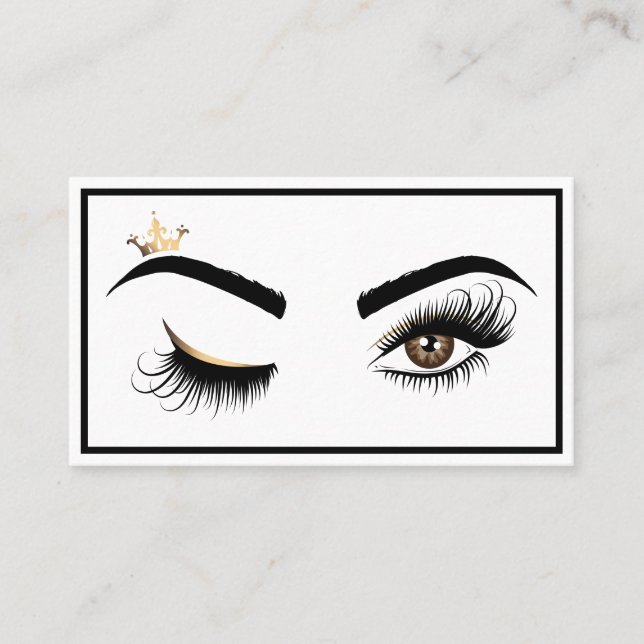 Makeup artist Wink Eye with Crown Lash Extension Business Card (Front)