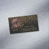 Makeup Artist with Gold Confetti & Dark Rose Lips Business Card Magnet (In Situ)
