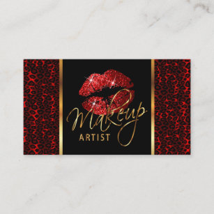 Makeup Artist with Leopard Pattern & Red Lips Appointment Card