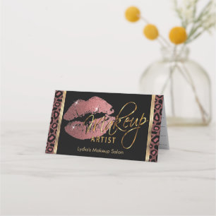 Makeup Artist with Leopard & Rose Gold Lips   Appointment Card