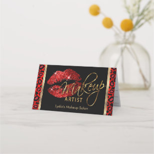 Makeup Artist with Red Leopard & Red Lips  Appointment Card