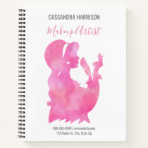 Makeup Artist Woman Silhouette Watercolor Beauty Notebook