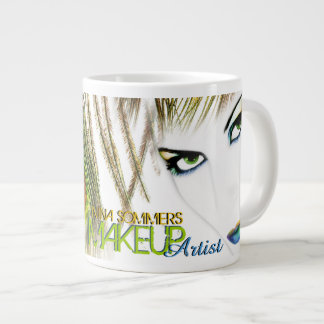 Makeup Artist Woman With Peacock Feather Jumbo Giant Coffee Mug