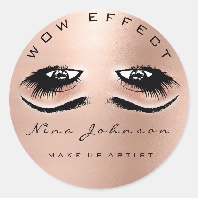 Makeup Artist Wow Effect Spark Eyes Lashes Classic Round Sticker (Front)