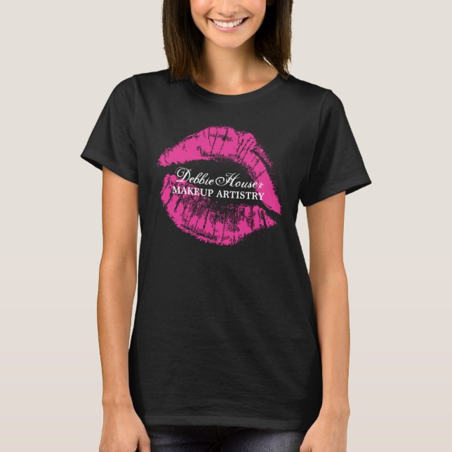 Makeup Artistry with Pink Lipstick Smudge Shirt (Front)