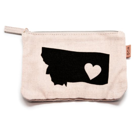 Makeup Bag With State Shape & Heart (Front)
