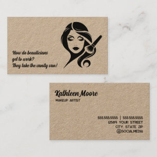 💄 Makeup Beautician – Kraft Paper with Joke Text Business Card
