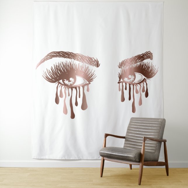makeup Beautiful eyes with long lashes and drips Tapestry (In Situ)