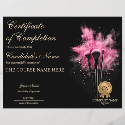Makeup Beauty Certificate of Completion Award