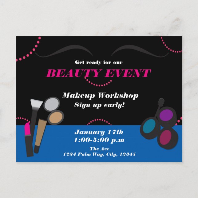 Makeup Beauty Event Workshop Flyer Postcard ad (Front)