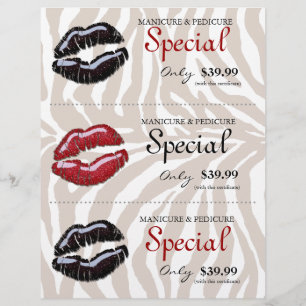 Makeup Beauty Flyer Glossy Red Black Lips Zebra