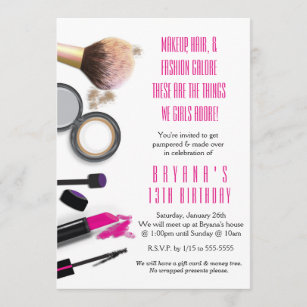 Makeup Beauty Glamour Birthday Party Invitation