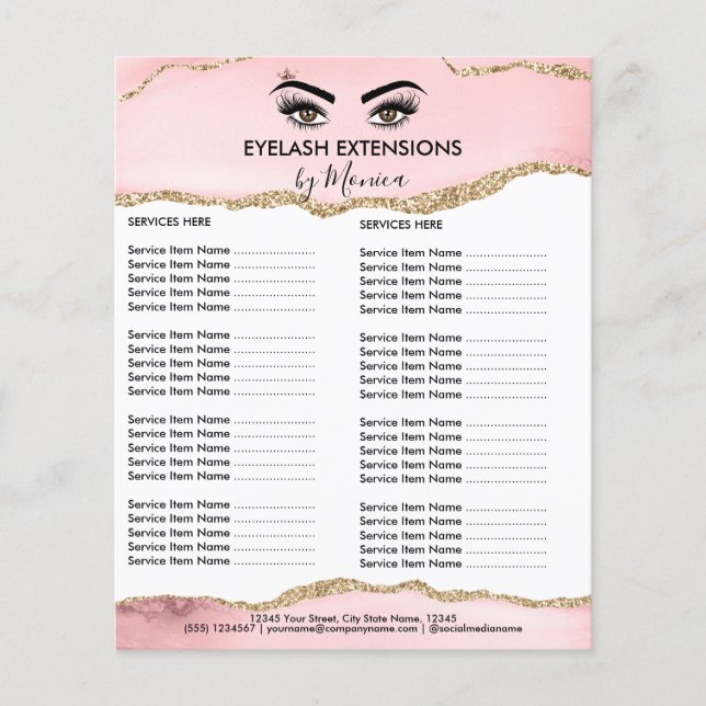 Makeup Beauty Lashes Salon Blush Pink Girly Modern Flyer (Front)