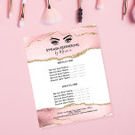 Makeup Beauty Lashes Salon Blush Pink Girly Modern Flyer<br><div class="desc">Polish up your lashes  business with this modern and trendy girly pink price list for your beauty salon. Blush pink agate background with gold glitter details</div>