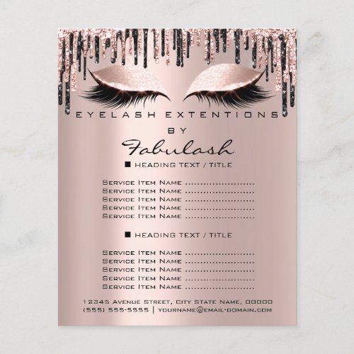 Makeup Beauty Price List  Rose Black Drips Lash Flyer