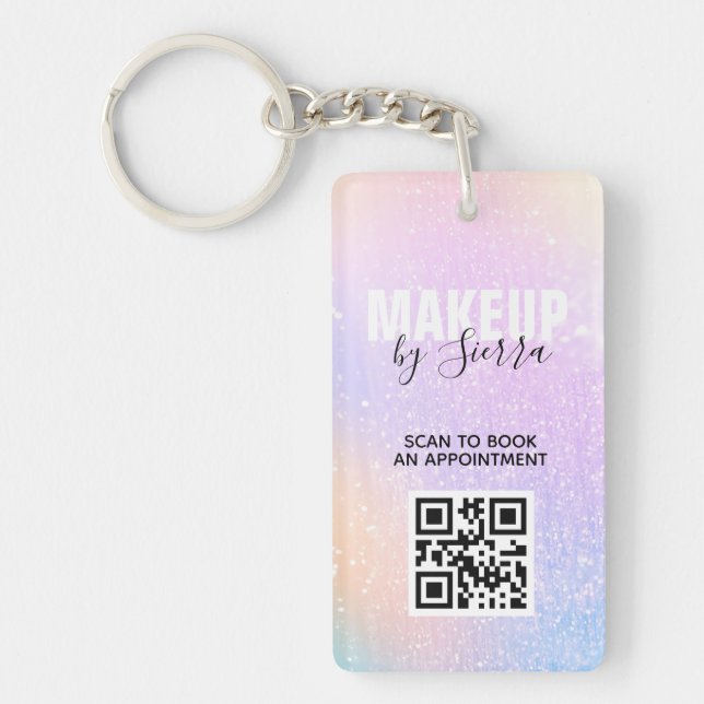 Makeup Beauty QR Code Scan to Book Appointment Keychain (Front)
