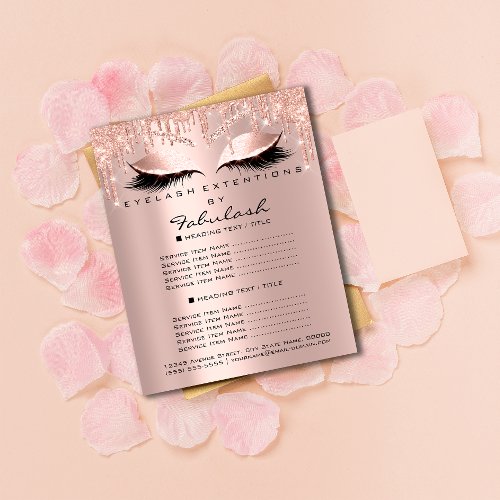 Makeup Beauty Salon Brown Glitter Price List Lash Flyer