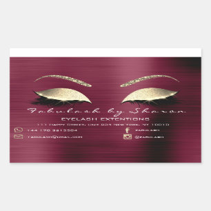 Makeup Beauty Salon Burgundy Adress Luxury Rectangular Sticker