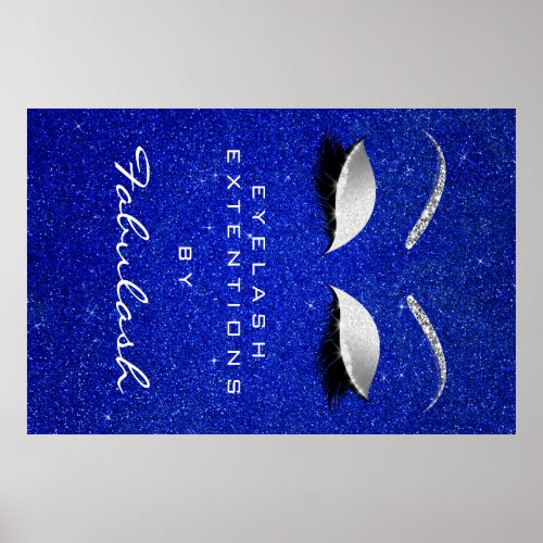 Makeup Beauty Salon Eyebrow Name Silver Blue Poster