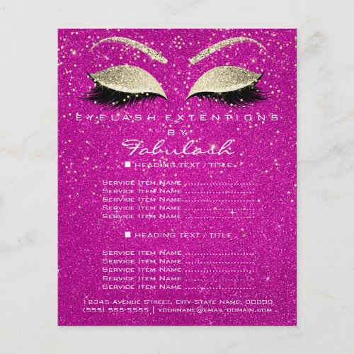 Makeup Beauty Salon Flyer Gold Confetti Hot Pink