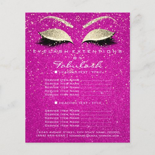 Makeup Beauty Salon Flyer Gold Confetti Hot Pink