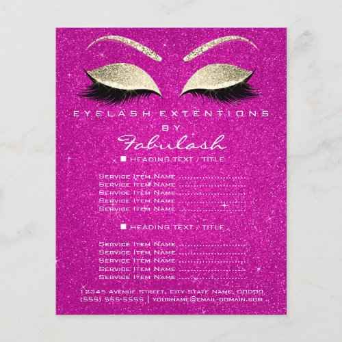 Makeup Beauty Salon Glitter Flyer Gold Hot Pink