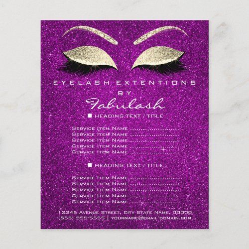 Makeup Beauty Salon Glitter Flyer Gold Pink Magent