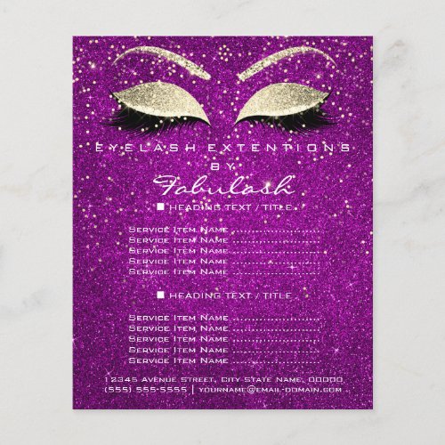 Makeup Beauty Salon Glitter Flyer Gold Pink Rose