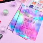 Makeup Beauty Salon Glitter Holograph Pink Unicorn Flyer<br><div class="desc">In the vibrant world of beauty and glamour, where every detail is a canvas for expressing individuality and creativity, a design emerges that is set not just to capture the imagination but to spark joy and whimsy in every beholder. Picture this: a flyer that is not just a mere tool...</div>