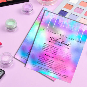 Makeup Beauty Salon Glitter Holograph Pink Unicorn Flyer