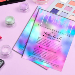 Makeup Beauty Salon Glitter Holograph Pink Unicorn Flyer